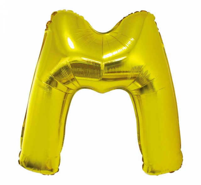 Fóliový balón písmeno M - zlatá barva, velikost 85cm (zn. Godan)