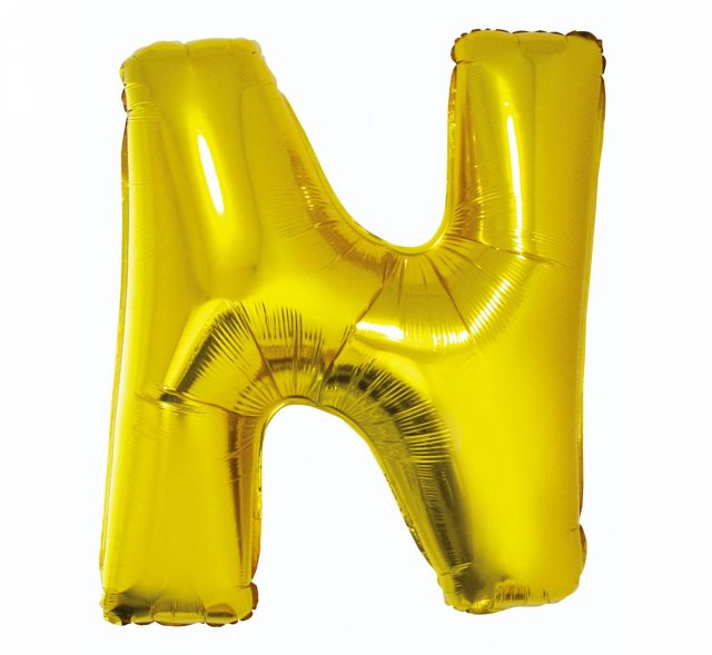 Fóliový balón písmeno N - zlatá barva, velikost 85cm (zn. Godan)