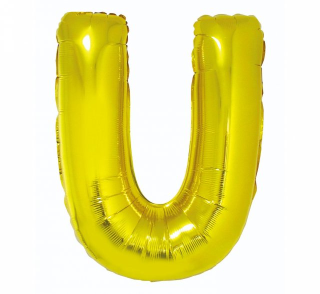 Fóliový balón písmeno U - zlatá barva, velikost 85cm (zn. Godan)