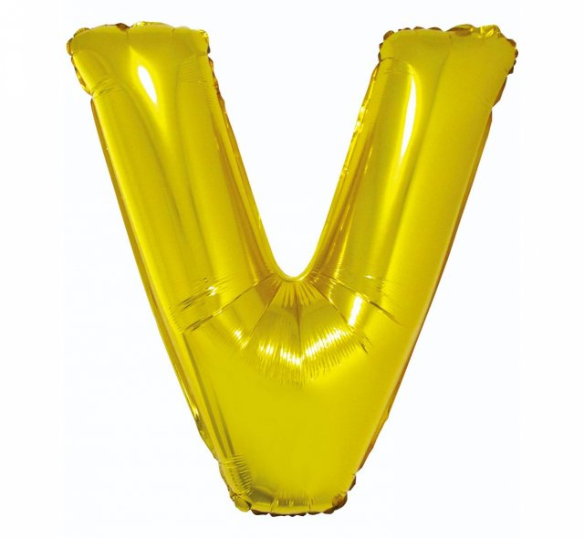 Fóliový balón písmeno V - zlatá barva, velikost 85cm (zn. Godan)