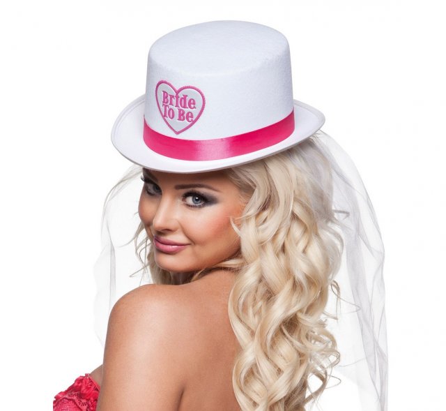 Kloubouk Bride to Be, bílo - růžový (zn. Godan)