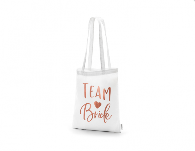Látková taška TEAM bride, rosegold barva, rozměr 39x42cm (zn. PartyDeco)