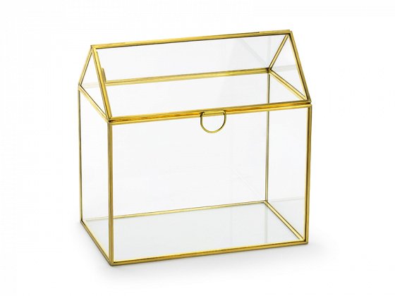 Skleněný BOX na přání a peníze, 13x21x21cm (zn. PartyDeco)