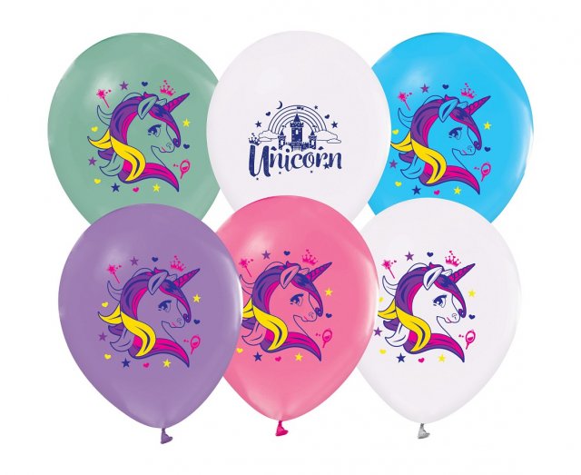 Latexové balónky Jednorožci / Unicorn, mix barev, set 5ks (zn. Godan)