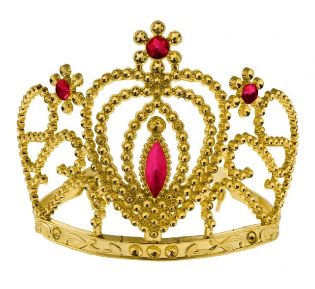 Korunka s rubíny - výška 9cm, průměr 11.5cm, zlatá barva (zn. Godan)