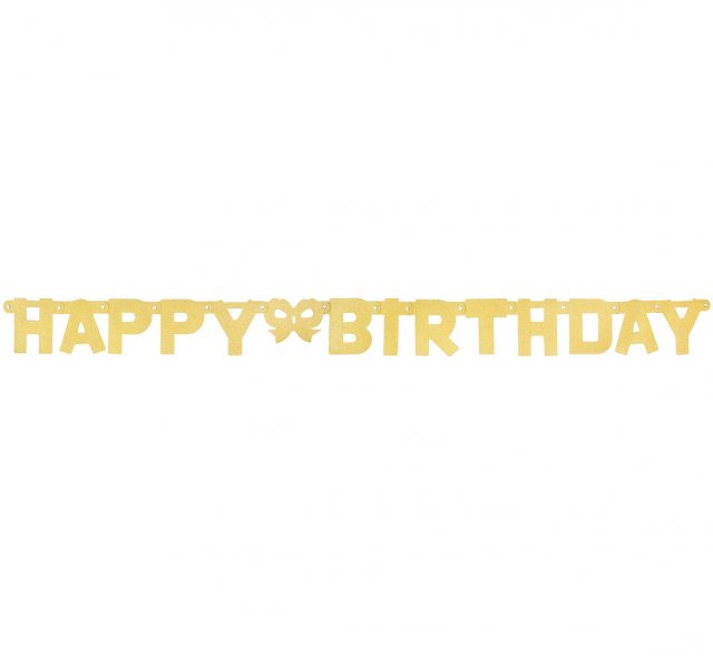Závěsný banner Happy Birthday - zlatá barva, délka 160cm (zn. Godan)