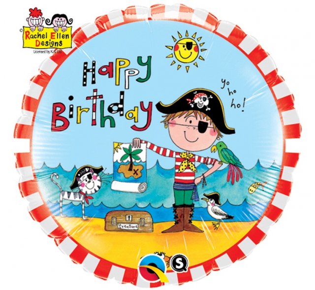 Fóliový balónek Happy Birthday Pirát, 46 cm (zn. Qualatex)