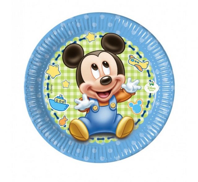 Papírové talířky "Mickey Mouse" - 19,5 cm, 8 ks