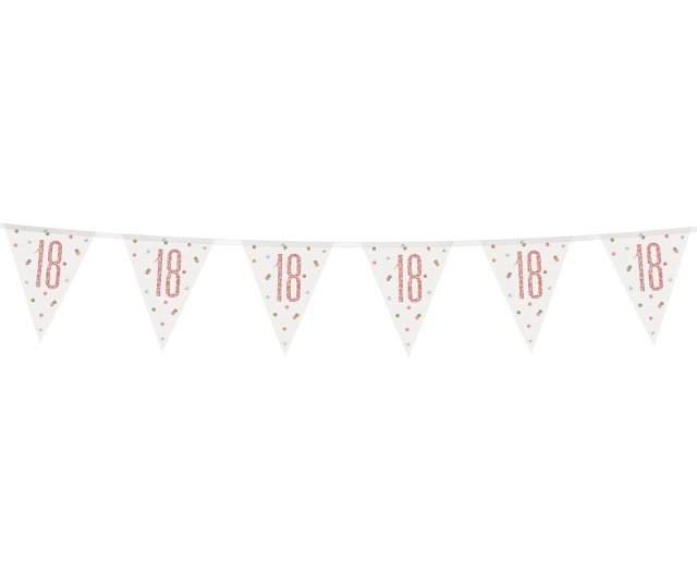 Závěsný narozeninový banner pro 18. narozeniny, rosegold barva, délka 2.74m (zn. UNIQUE)
