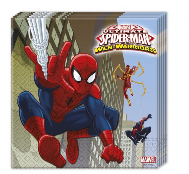 Ubrousky Spiderman, rozměr 33x33 cm, set 20ks (zn. Procos)