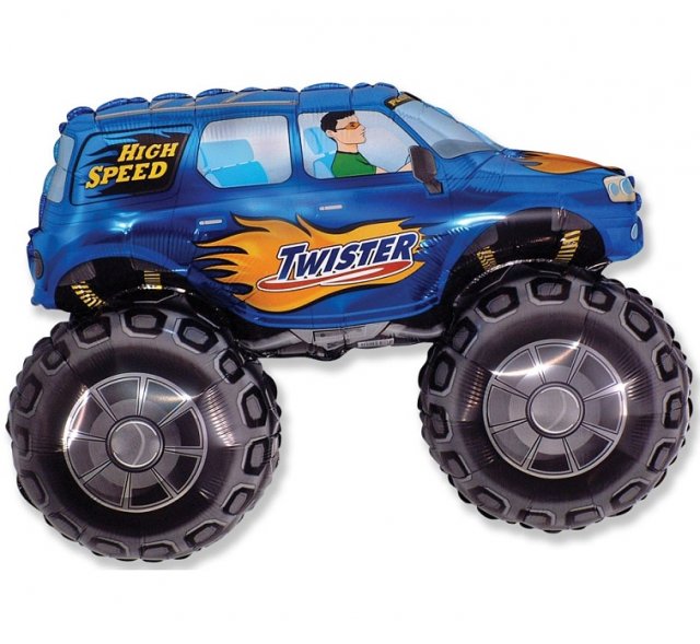 Foliový balón Monster truck, modrý - 61 cm