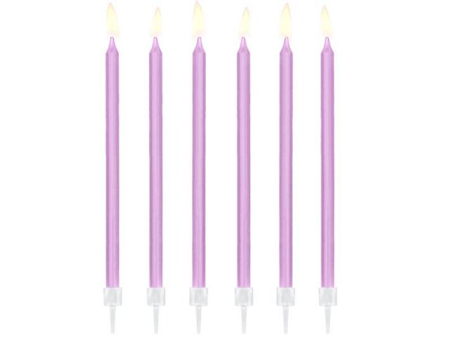 Narozeninové svíčky fialové, 12 ks, 14cm