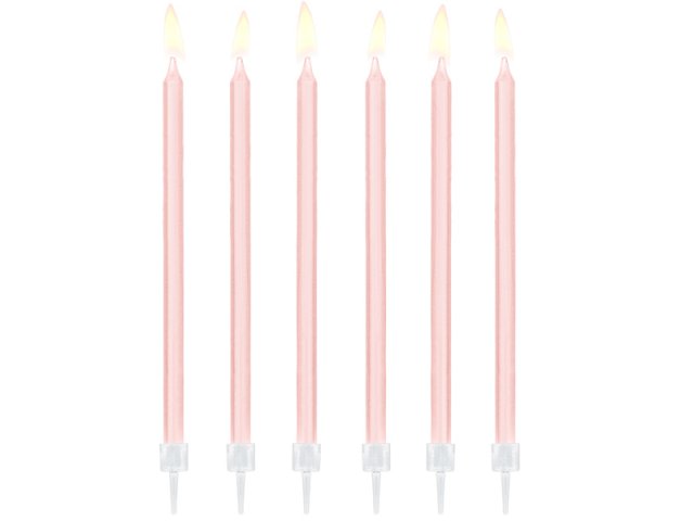 Narozeninové svíčky růžové, 12 ks, 14cm