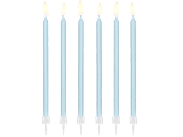 Narozeninové svíčky modré, 12 ks, 14cm