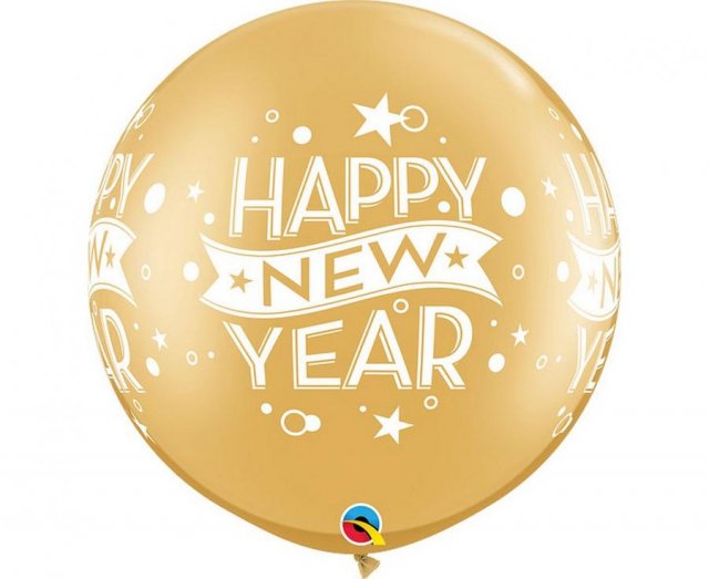 Balónek 74 cm s potiskem New Year, zlatý, 2 ks v bal.
