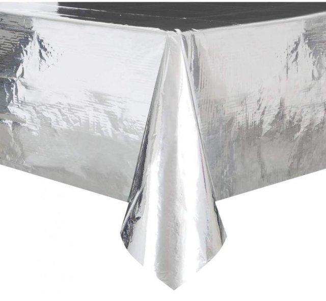 Ubrus fóliový, stříbrný, lesklý 137x213 cm