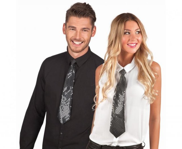 Lesklá kravata, černá, 40 cm