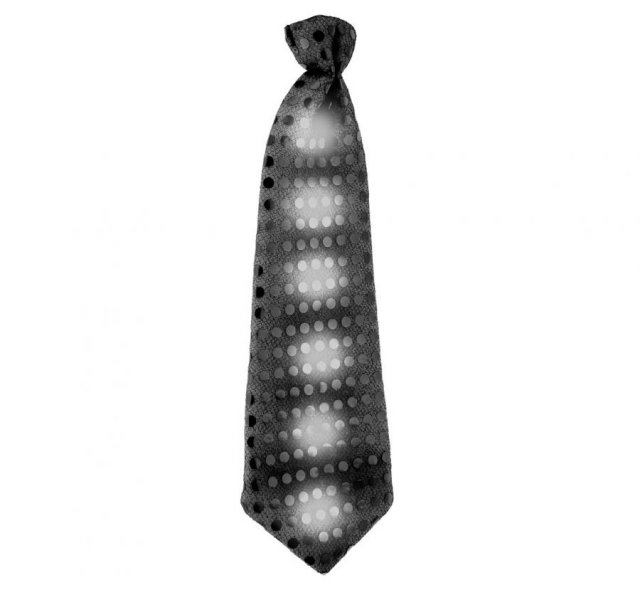 Svítící kravata s flitry, černá