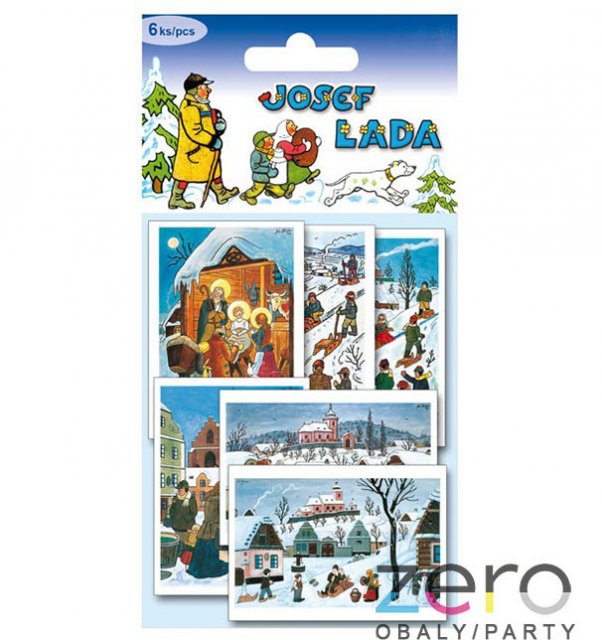 Jmenovka dárková (6 ks) - vánoční Josef Lada