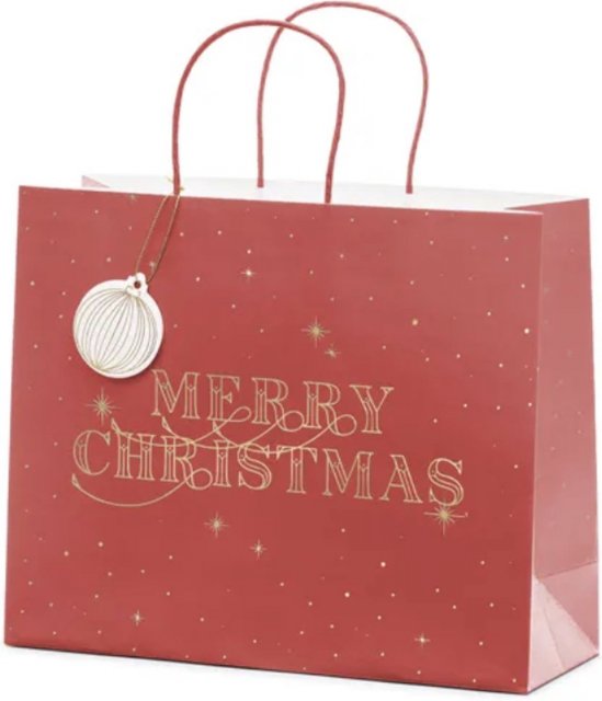 Vánoční dárková taška, vínová, 32,5x26,5x11,5cm