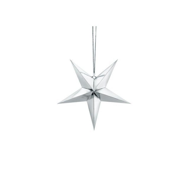 Papírová hvězda, 30cm, stříbrná