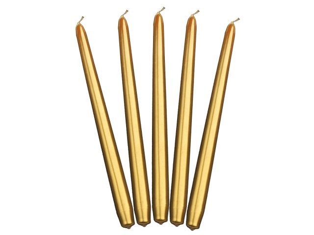 Metalizovaná kuželová svíčka, zlatá, 29 cm