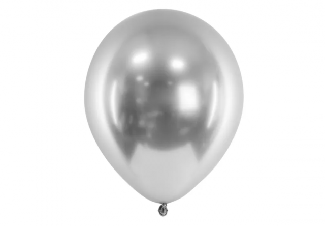 Lesklé balónky 30cm, stříbrné - 50ks