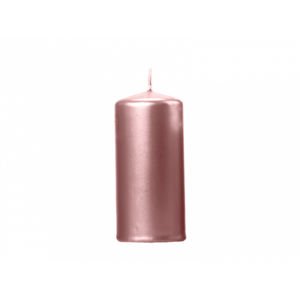 Svíčka válec, růžovo-zlatá, 12*6 cm
