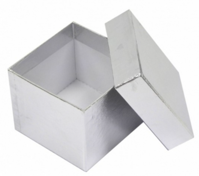 Dárková krabička D1 Lux - stříbrná - 8,5 x 8,5 x 7 cm