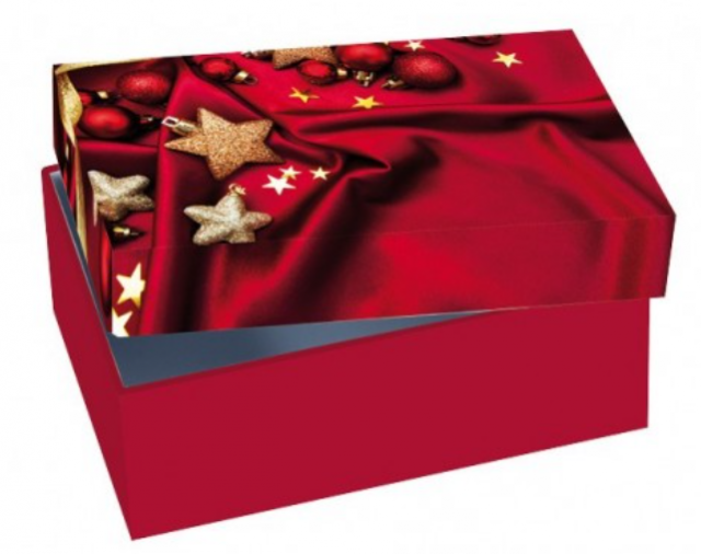 Dárková krabička vánoční D3 - 200 x 120 x 100 mm - červená- ozdoby