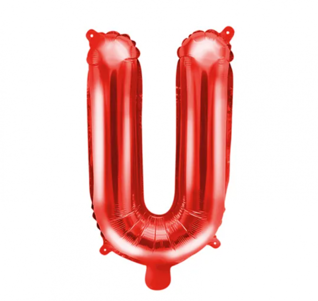 Fóliový balónek Písmeno ''U', 35cm, červený