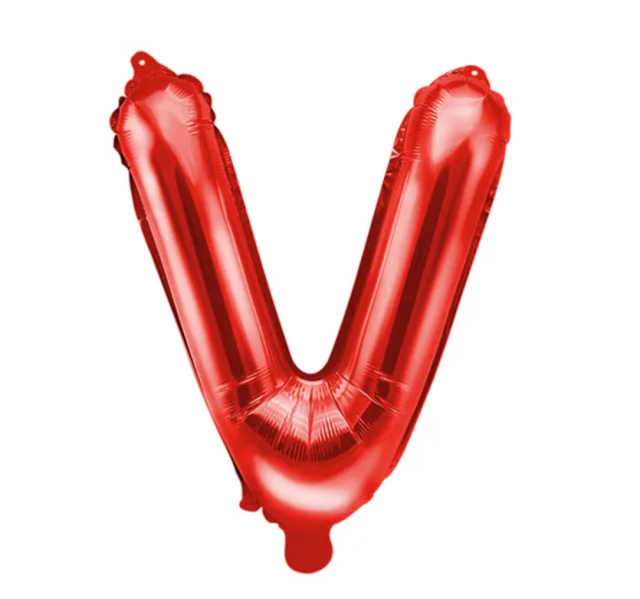 Fóliový balónek Písmeno ''V', 35cm, červený