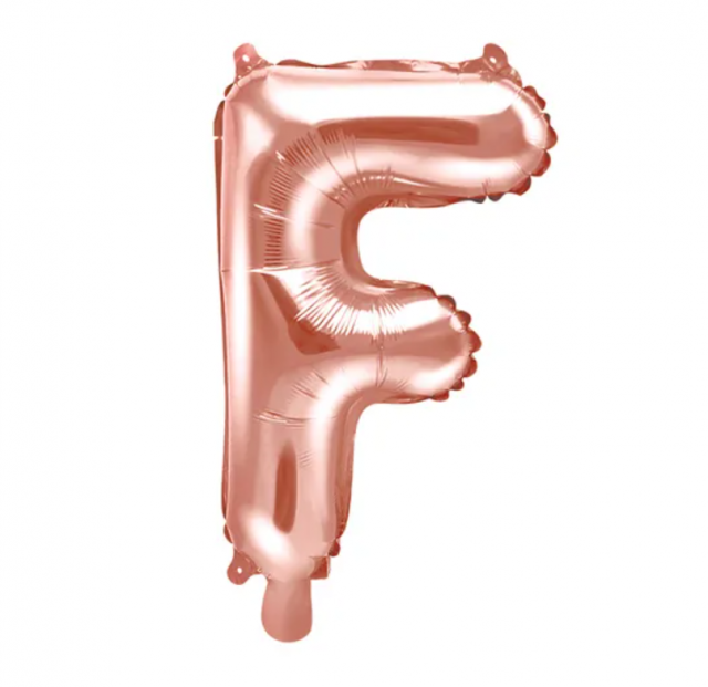 Fóliový balónek písmeno 'F', 35cm, růžové zlato