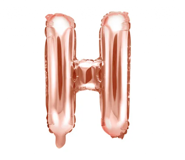 Fóliový balónek písmeno 'H', 35cm, růžové zlato