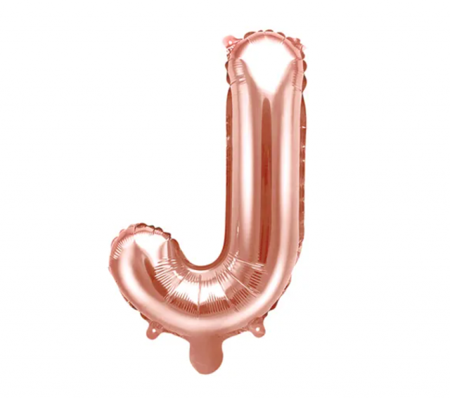 Fóliový balónek písmeno 'J', 35cm, růžové zlato