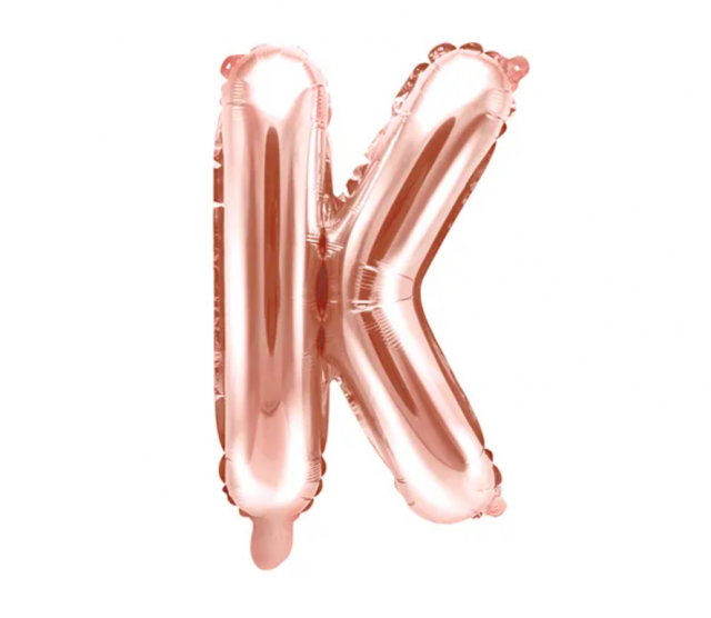 Fóliový balónek písmeno 'K', 35cm, růžové zlato