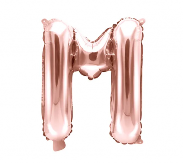 Fóliový balónek písmeno 'M', 35cm, růžové zlato