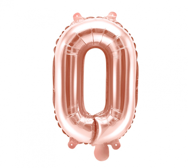 Fóliový balónek písmeno 'O', 35cm, růžové zlato