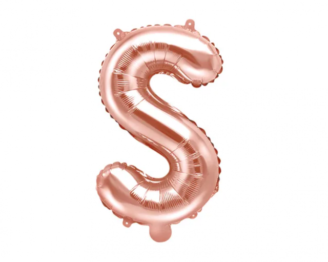 Fóliový balónek písmeno 'S', 35cm, růžové zlato