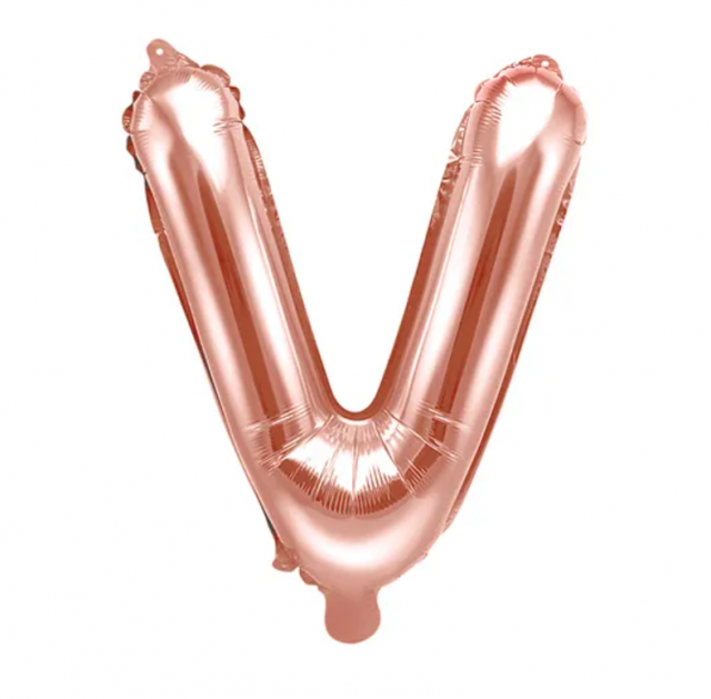 Fóliový balónek písmeno 'V', 35cm, růžové zlato