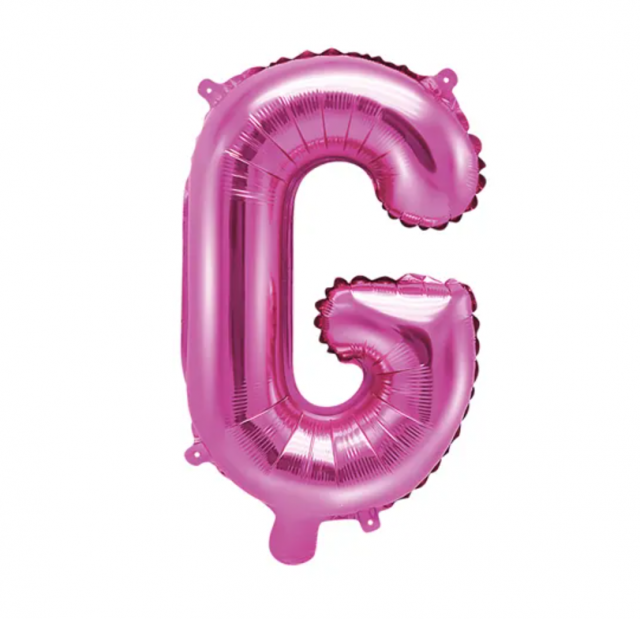 Fóliový balónek Písmeno ''G'', 35cm, tmavě růžový