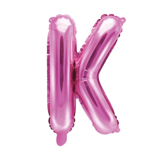 Fóliový balónek Písmeno ''K'', 35cm, tmavě růžový