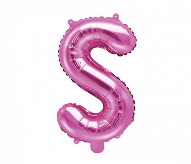 Fóliový balónek Písmeno ''S'', 35cm, tmavě růžový