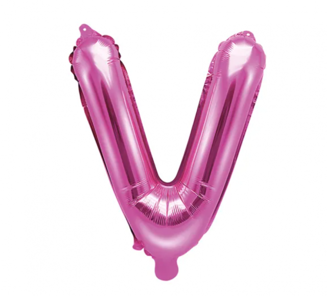 Fóliový balónek Písmeno ''V'', 35cm, tmavě růžový