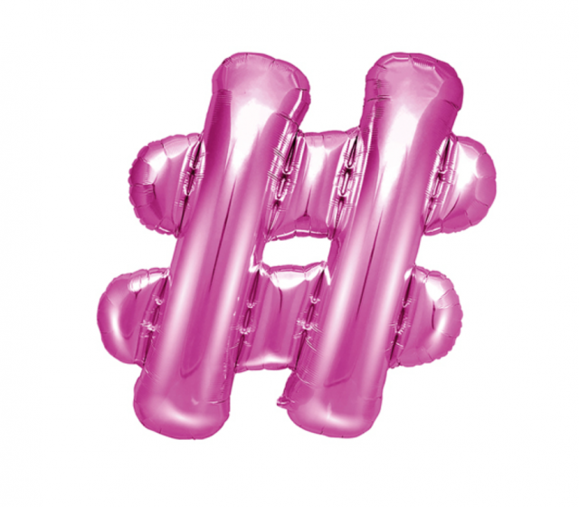 Fóliový balónek znak #, 35cm, tmavě růžový