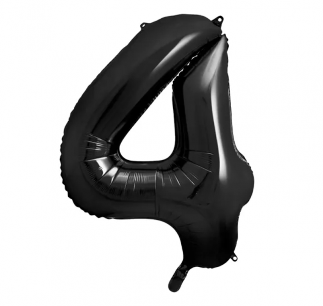 Fóliový balónek Číslo ''4'', 86cm, černý