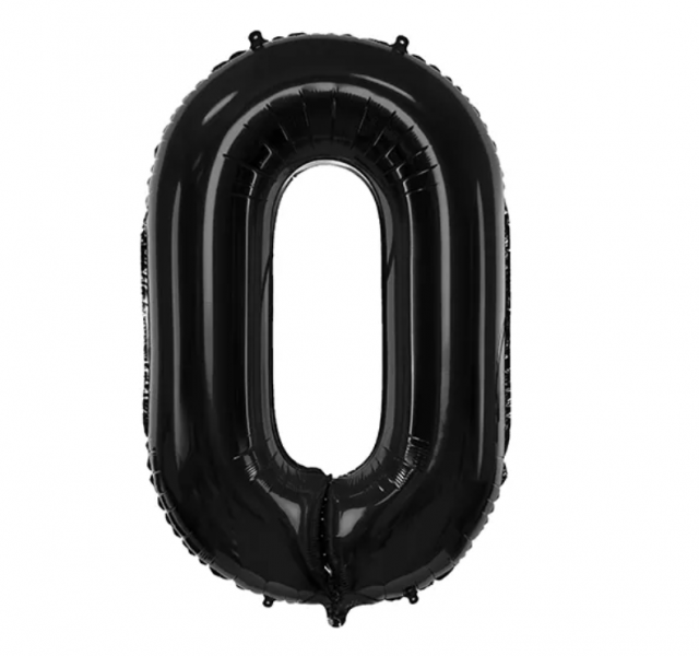 Fóliový balónek Číslo ''0'', 86cm, černý