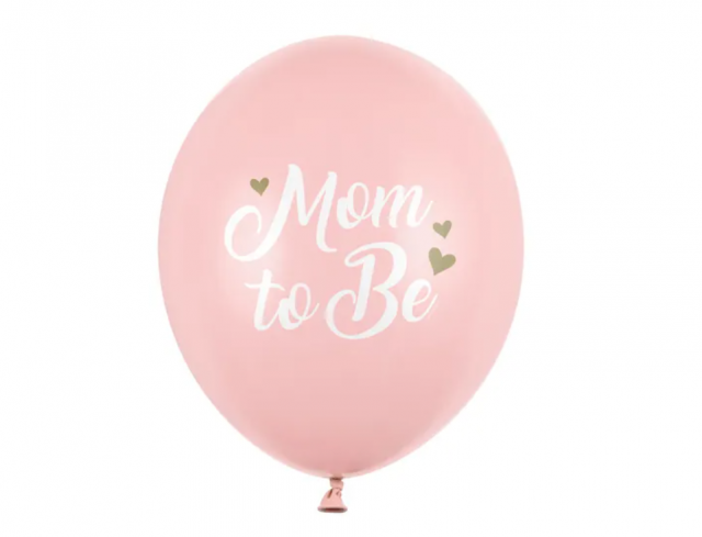Balónky 30 cm, Mom to Be, pastelově světle růžová, set 6 ks