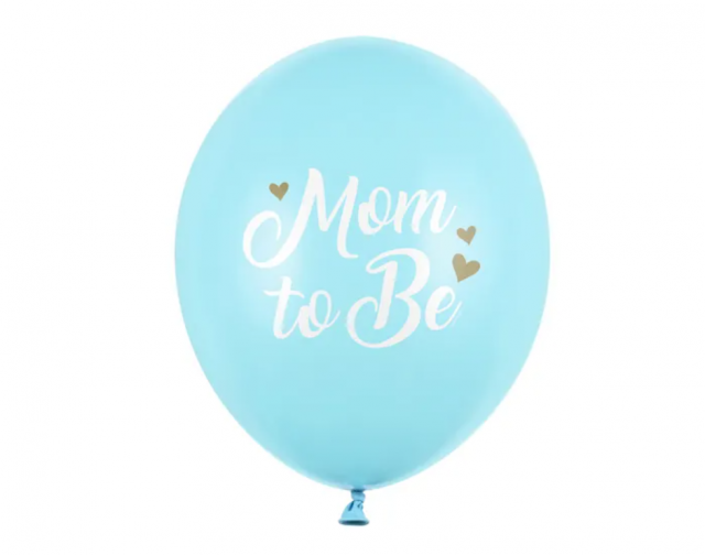 Balónky 30 cm, Mom to Be, pastelově světle modré, set 6 ks