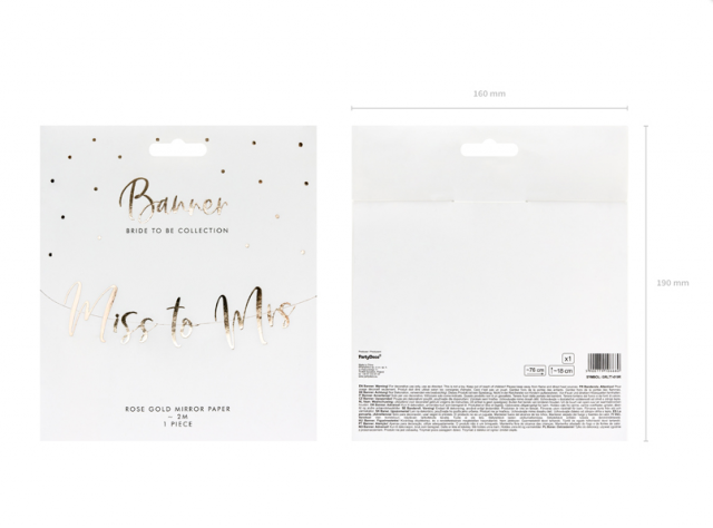 Závěsný banner Miss to Mrs, rose gold barva (zn. PartyDeco)